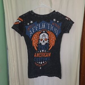 Affliction Motor Spirit American Customs Motor Club Skull T Shirt